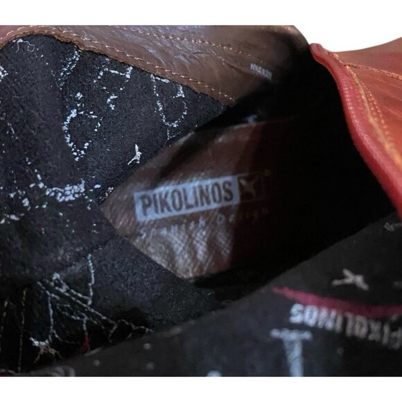 Vintage Pikolinos Cognac Leather Kitten Heel Boots Western Mid Calf Zip 38 7.5-8 - Picture 6 of 8